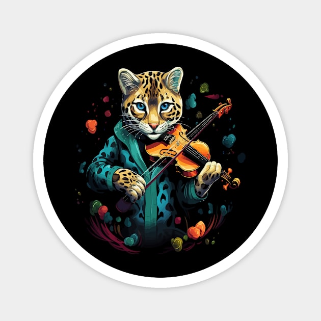 Ocelot Playing Violin Magnet by JH Mart